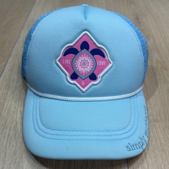Simply Southern Accessories - Simply Southern Trucker Hat Light Blue Live Love Sea Turtle Mesh Snapback Cap